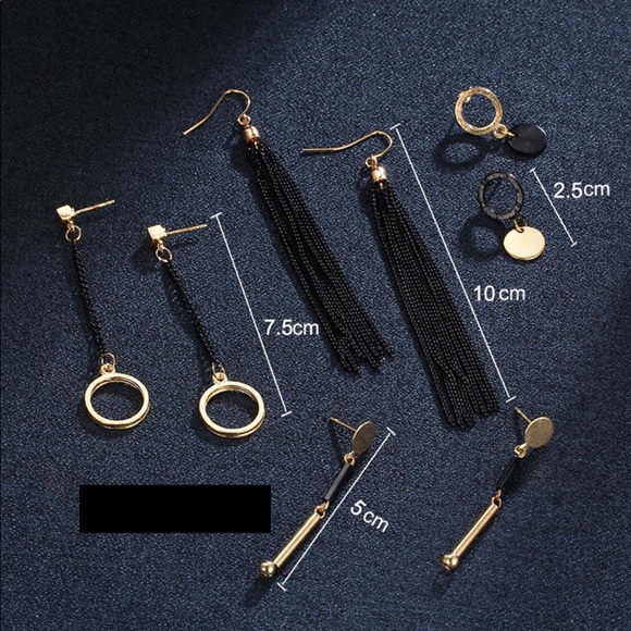 Korean style earrings set tassel long dangle drop - Picture 2 of 8